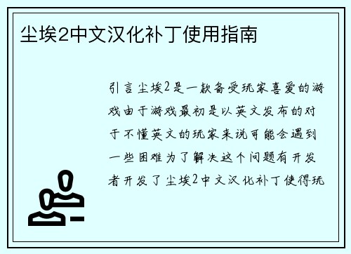 尘埃2中文汉化补丁使用指南